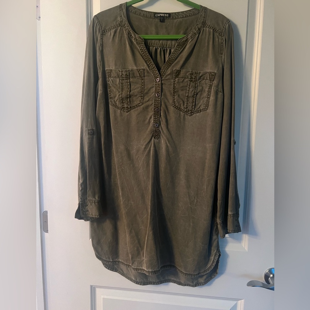 Express Olive Green Long Sleeve mini dress - size medium